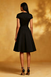 A-Line Round Neck Satin Little Black Dress