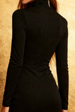 Black Bodycon Cocktail Dress with Long Sleeves