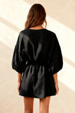 Boat Neck Little Black Dress with 3/4 Sleeves