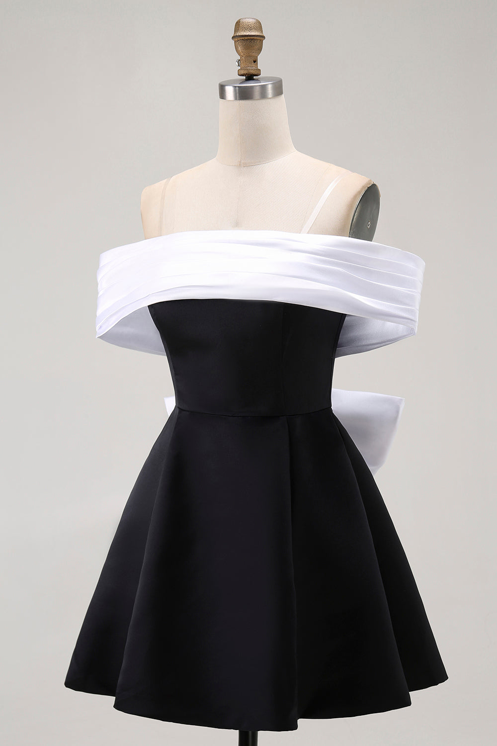 WEDTREND Women Black Mini Homecoming Dress with Bow A-Line Off The Shoulder Cocktail Dress WEDTREND Women Black Mini Homecoming Dress with Bow A-Line Off The Shoulder Cocktail Dress