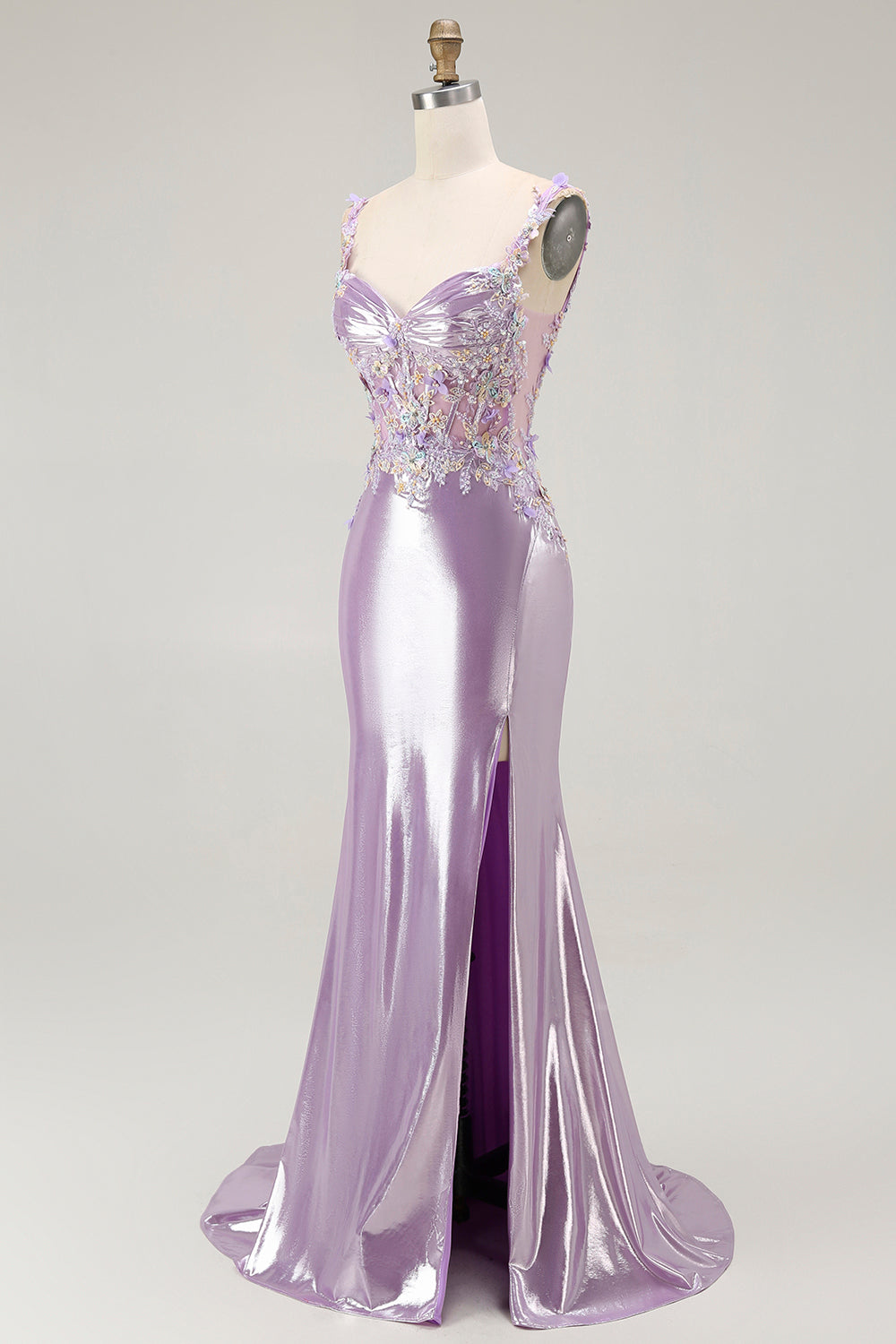 metallic lilac dress Azazie Jesaphine