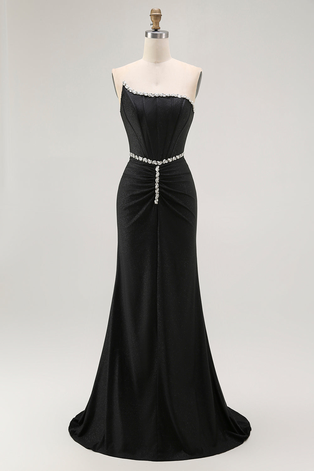 ballgown formal women's black strapless wedding dress Crystal Pleated Strapless Maxi Dress Black / L This Glamorous Custom Black Ballgown features more than 1500 pieces of hand Strapless Bodice Corset Black Organza