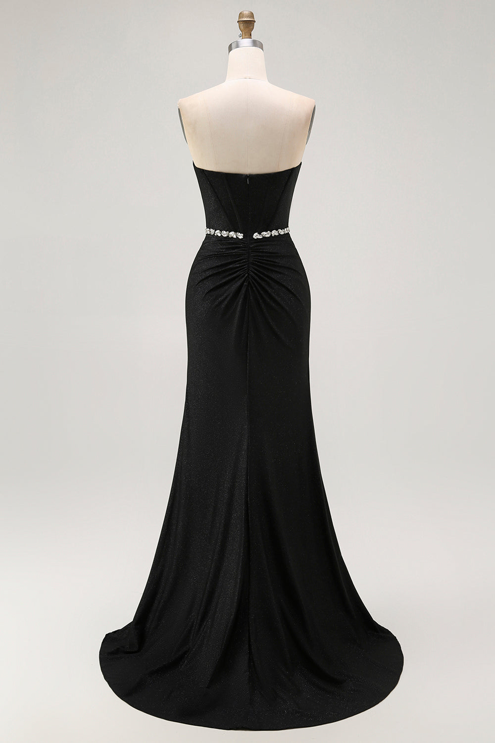 WEDTREND Women Black Strapless Prom Dress Mermaid Corset Party Dress