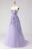 Off the Shoulder Purple A Line Sequin Beaded Long Prom Dress with Removable Sleeves