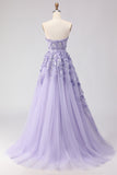 Off the Shoulder Purple A Line Sequin Beaded Long Prom Dress with Removable Sleeves