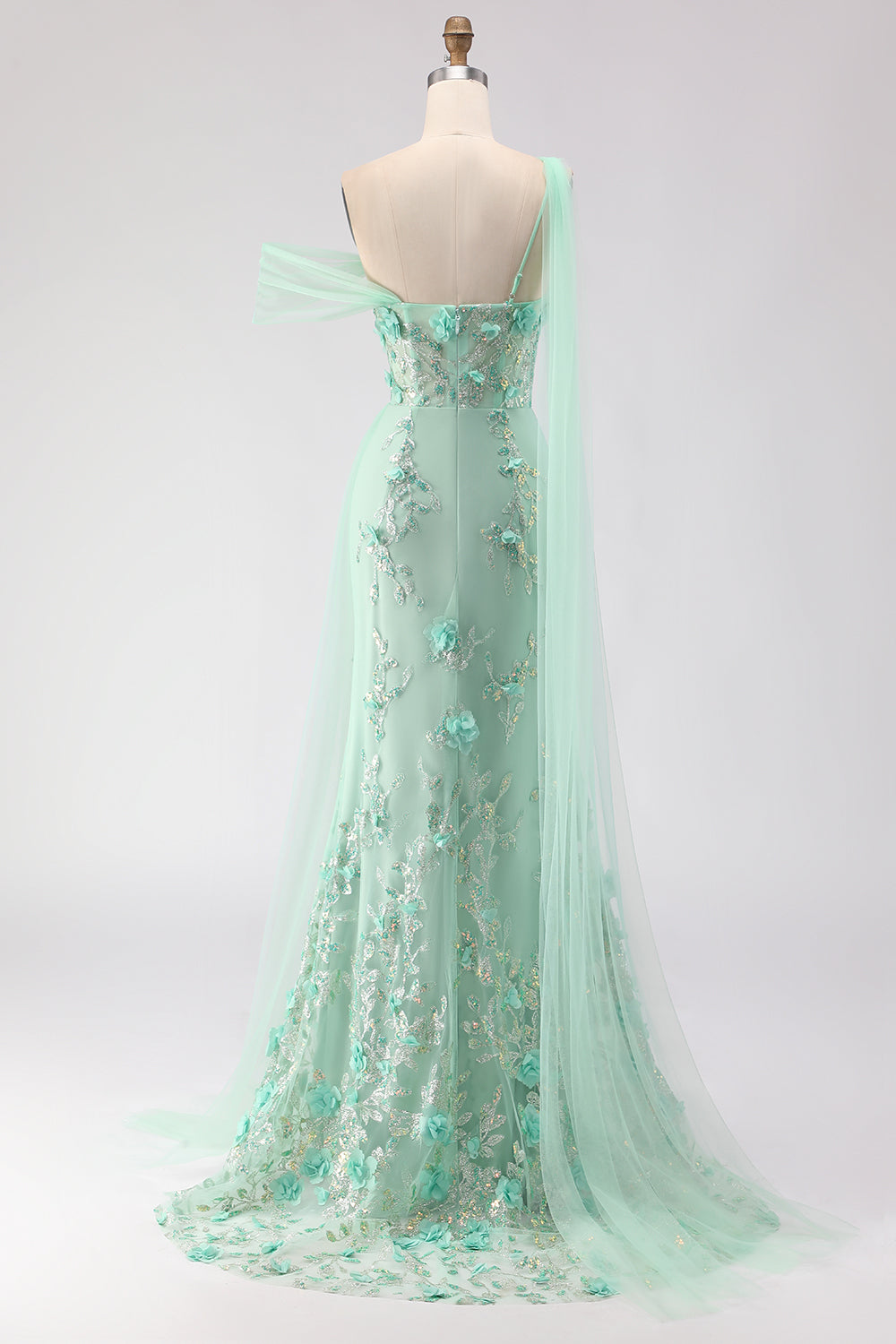 green prom dress one shoulder Elegant Green One Shoulder Prom Dress Mermaid Long Evening Gowns With Slit