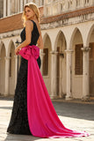 Sparkly One Shoulder Sequin Black Mermaid Long Prom Dress with Sash