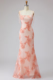Light Blue Mermaid Spaghetti Straps Long Prom Dress with Appliques