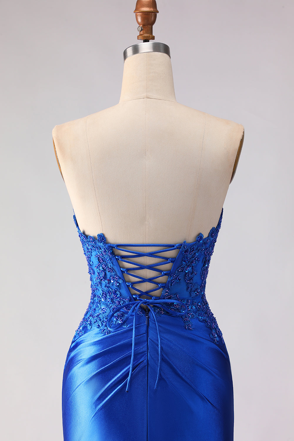 WEDTREND Women Royal Blue Beaded Prom Dress with Slit Sweetheart Mermaid Satin Long Party Dress with Lace Up Back WEDTREND Women Royal Blue Beaded Prom Dress with Slit Sweetheart Mermaid Satin Long Party Dress with Lace Up Back