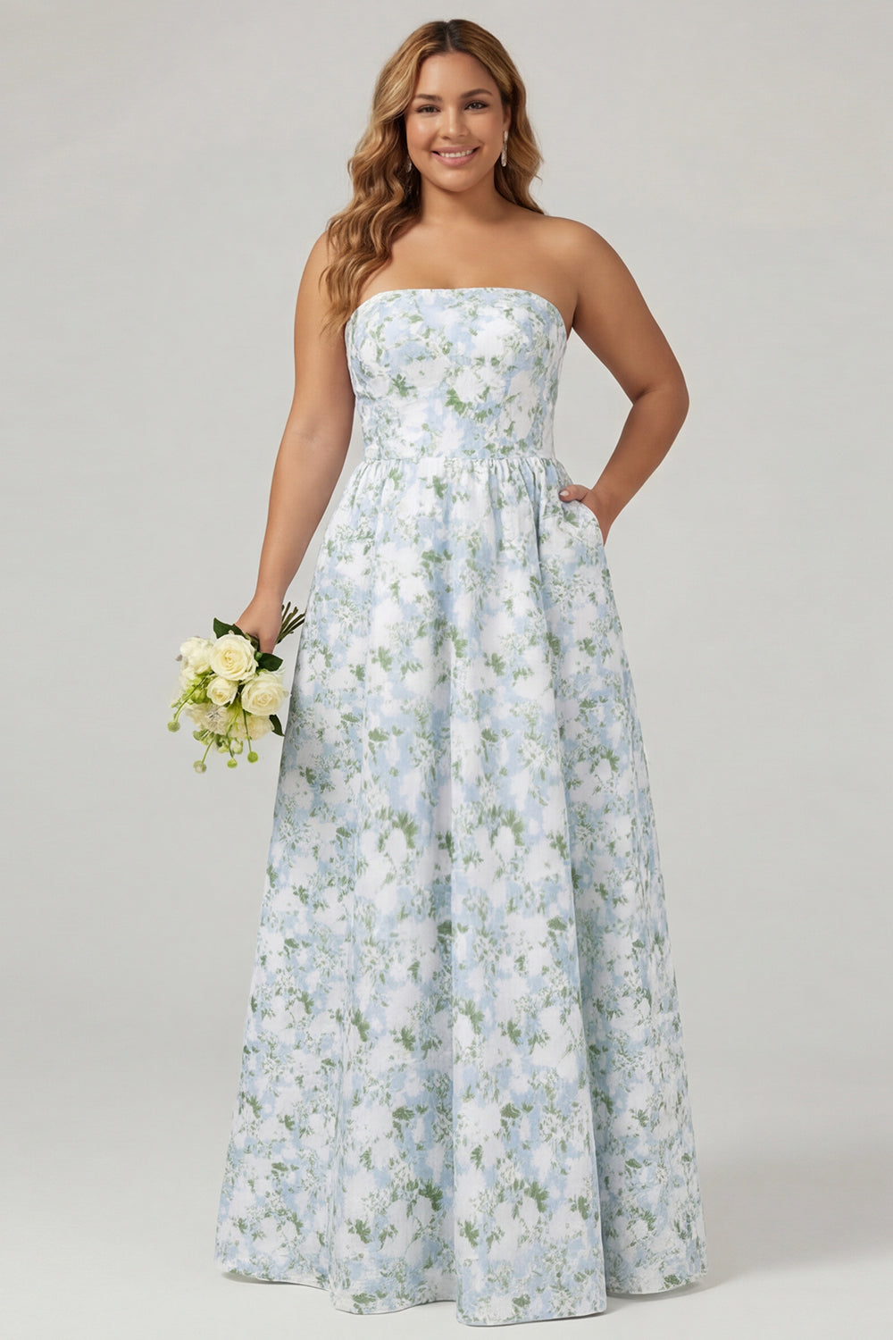 blue and white maxi dress plus size Baltic Born Womens Graceland Maxi Dress | White + Blue Floral