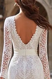 Ivory Lace Sheath Midi Bridal Shower Dress with Long Sleeves