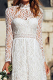 Lace Ivory A-Line Boho Wedding Dress With Long Sleeves