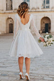 Elegant Ivory A-Line Lace Bridal Shower Dress With Bow