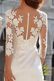 Ivory Sheath Appliqued Engagement Dress With Slit