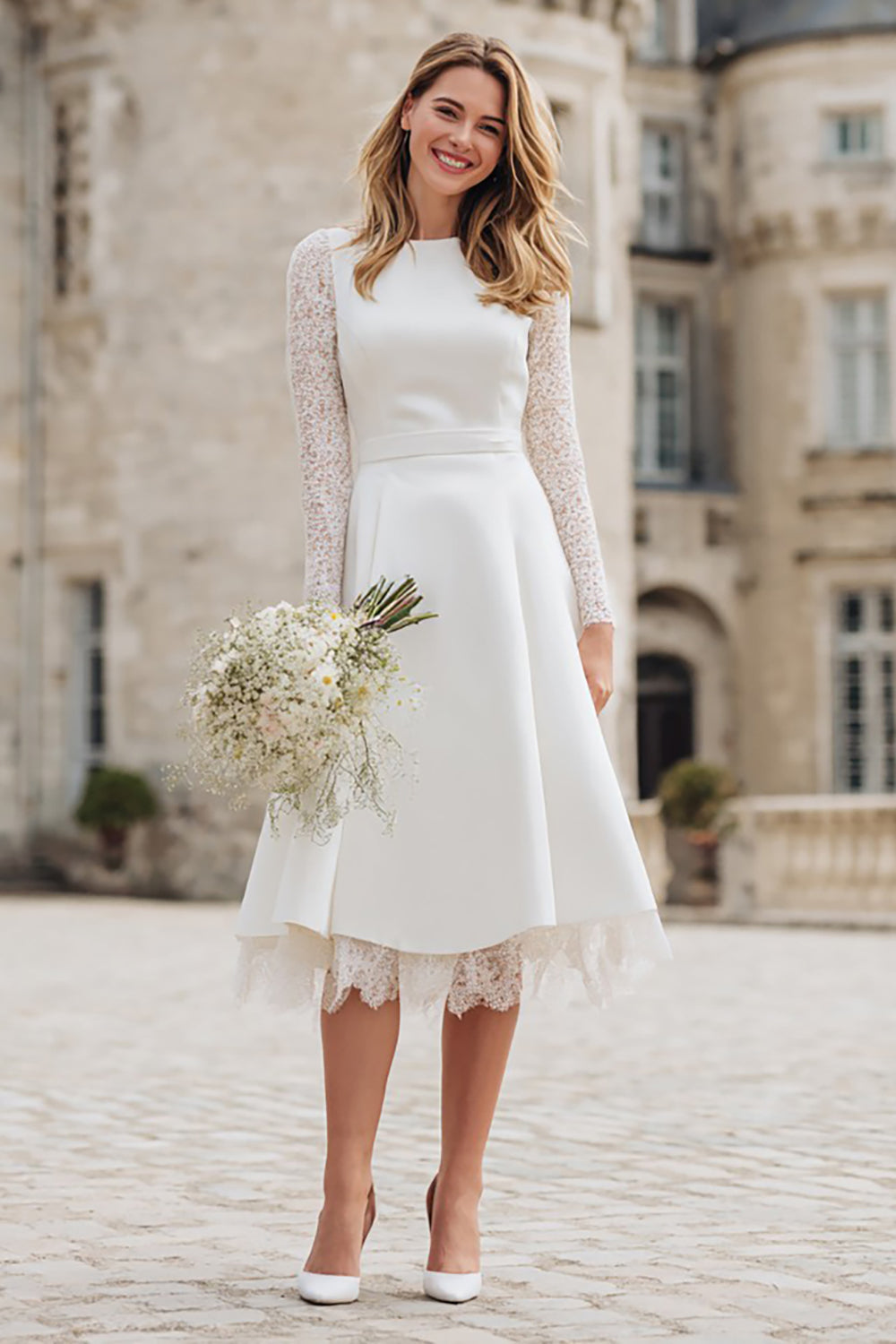 rehearsal dinner dress for bride with sleeves Rehearsal Dinner Dress with Big Sleeves / "Serena"