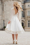 Ivory A-Line Lace Bridal Shower Dress with Long Sleeves