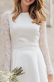 Ivory A-Line Lace Bridal Shower Dress with Long Sleeves