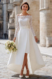 Elegant Ivory A-Line Lace Long Sleeve Wedding Dress