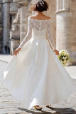Elegant Ivory A-Line Lace Long Sleeve Wedding Dress