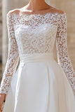 Elegant Ivory A-Line Lace Long Sleeve Wedding Dress