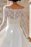 Elegant Ivory A-Line Lace Long Sleeve Wedding Dress