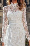 Boho Ivory A-Line Lace Long Sleeve Wedding Dress