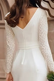 Ivory Sheath Bateau Neck Midi Rehearsal Dinner Dress