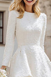 High-Low A-Line Ivory Bridal Shower Dress with Long Sleeves