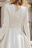 High-Low A-Line Ivory Bridal Shower Dress with Long Sleeves