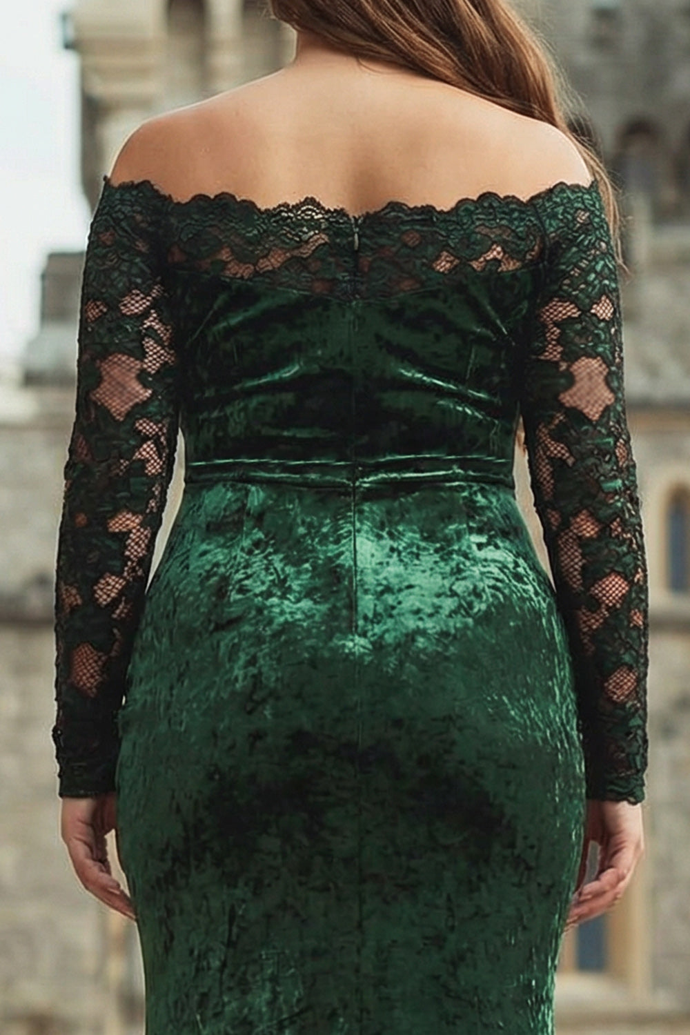WEDTREND Women Dark Green Plus Size Formal Dress Off the Shoulder
