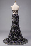 Pink Strapless Mermaid Beaded Corset Sequin Long Prom Dress with Slit