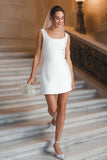 Simple White Scoop Neck Bridal Shower Dress