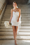 Strapless White Bodycon Mini Bridal Shower Dress