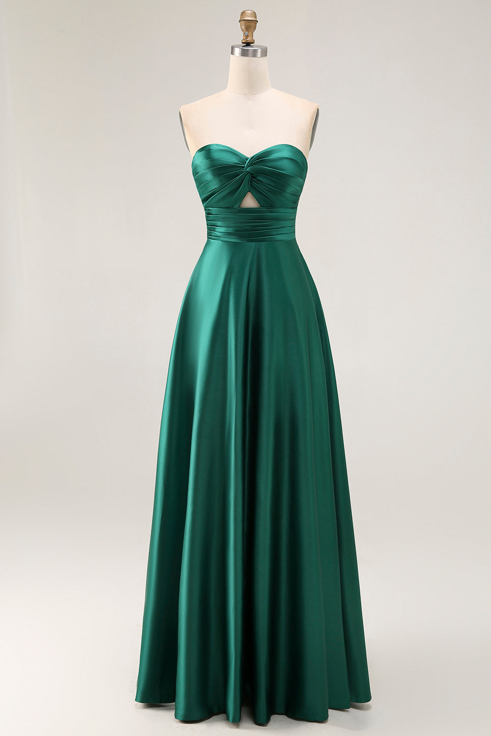 WEDTREND Women Dark Green Long Bridesmaid Dress with Lace Up Back A-Line Strapless Satin Formal Dress WEDTREND Women Dark Green Long Bridesmaid Dress with Lace Up Back A-Line Strapless Satin Formal Dress