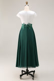 White Green A Line V-Neck Chiffon Mother Of The Bride Dress with Appliques
