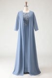 2-Piece Dusk A Line Appliqued Long Mother of the Bride Dress with Cape