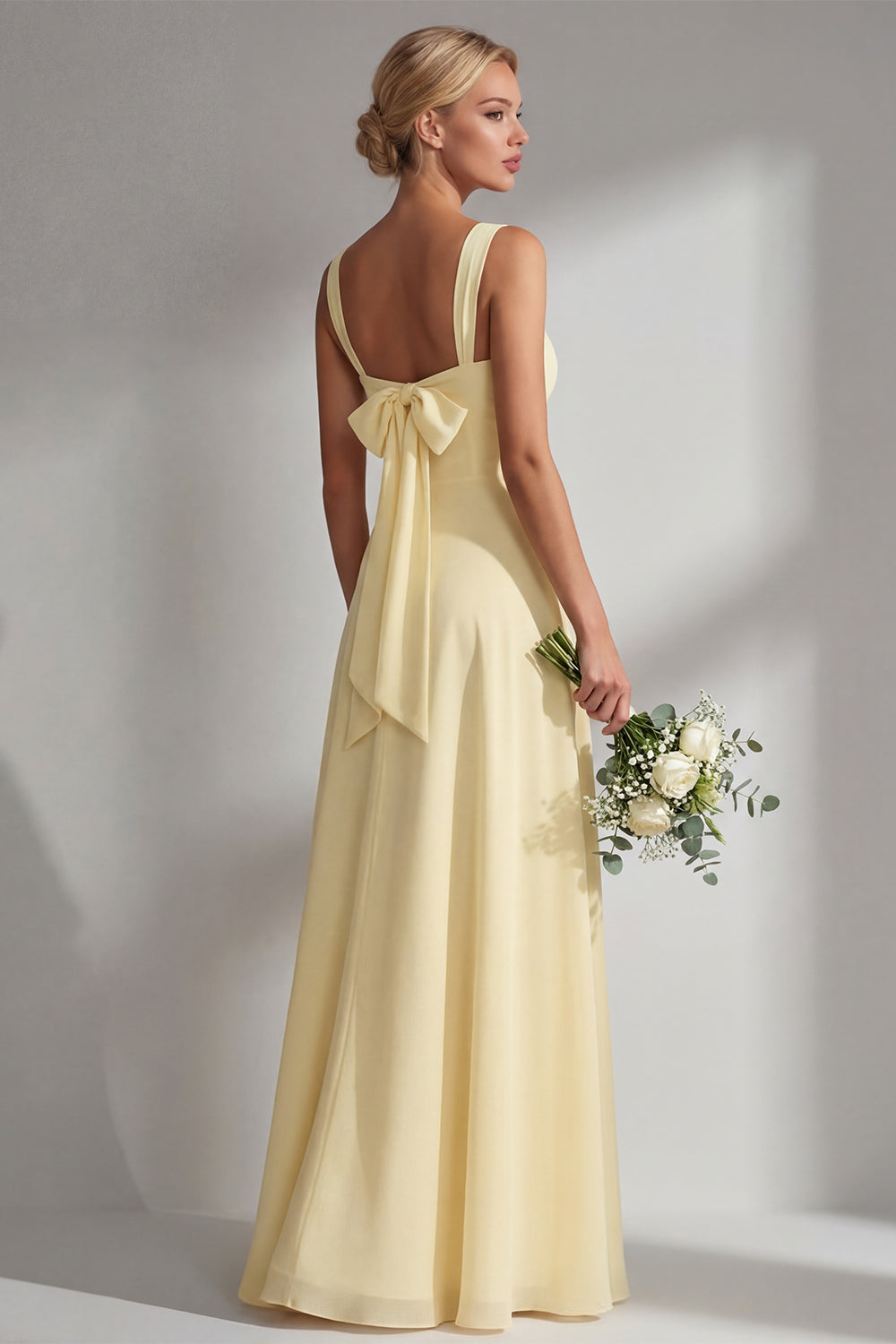 lemon sorbet bridesmaid dresses Lemon Sorbet Chiffon Bridesmaid Dress, Wedding Guest Dress, Bridesmaids Dress, Chiffon Long Wrap Dress, Evening Dress, Formal Chiffon Gown