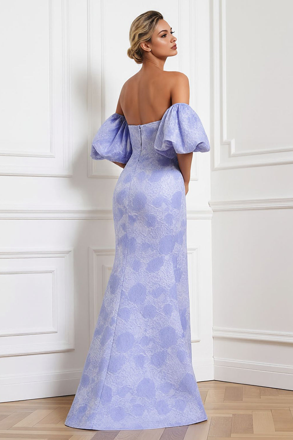 WEDTREND Women Light Blue Long Bridesmaid Dress with Removable Sleeves Mermaid Convertible Satin Strapless Jacquard Wedding Guest Dress WEDTREND Women Light Blue Long Bridesmaid Dress with Removable Sleeves Mermaid Convertible Satin Strapless Jacquard Wedding Guest Dress