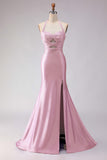 Lilac Beaded Mermaid Halter Cut Out Long Prom Dress with Slit