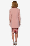 Sheath Dusty Rose Flower Print Chiffon Midi Mother Of The Bride Dress