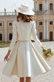 Ivory A-Line Long Sleeve 2 Piece Courthouse Wedding Dress