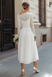 Lace Long Sleeve A-Line Ivory Bridal Shower Dress