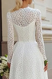 Lace Long Sleeve A-Line Ivory Bridal Shower Dress