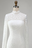 Ivory Lace High Neck Bodycon Mini Bridal Shower Dress