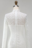 Ivory Lace High Neck Bodycon Mini Bridal Shower Dress