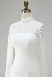 Ivory Lace High Neck Bodycon Mini Bridal Shower Dress