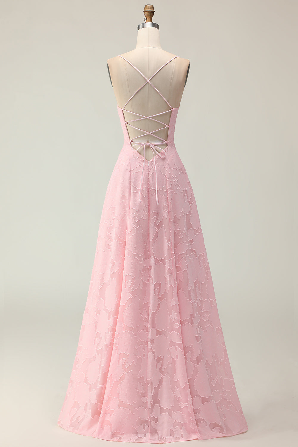 WEDTREND Women Floral Burnout Candy Pink Bridesmaid Dress A Line Spaghetti straps Long Wedding Guest Dress with Lace Up Back WEDTREND Women Floral Burnout Candy Pink Bridesmaid Dress A Line Spaghetti straps Long Wedding Guest Dress with Lace Up Back