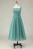 2-Piece A Line Eucalyptus Lace Midi Mother of the Bride Dress