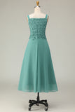 2-Piece A Line Eucalyptus Lace Midi Mother of the Bride Dress