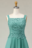 2-Piece A Line Eucalyptus Lace Midi Mother of the Bride Dress